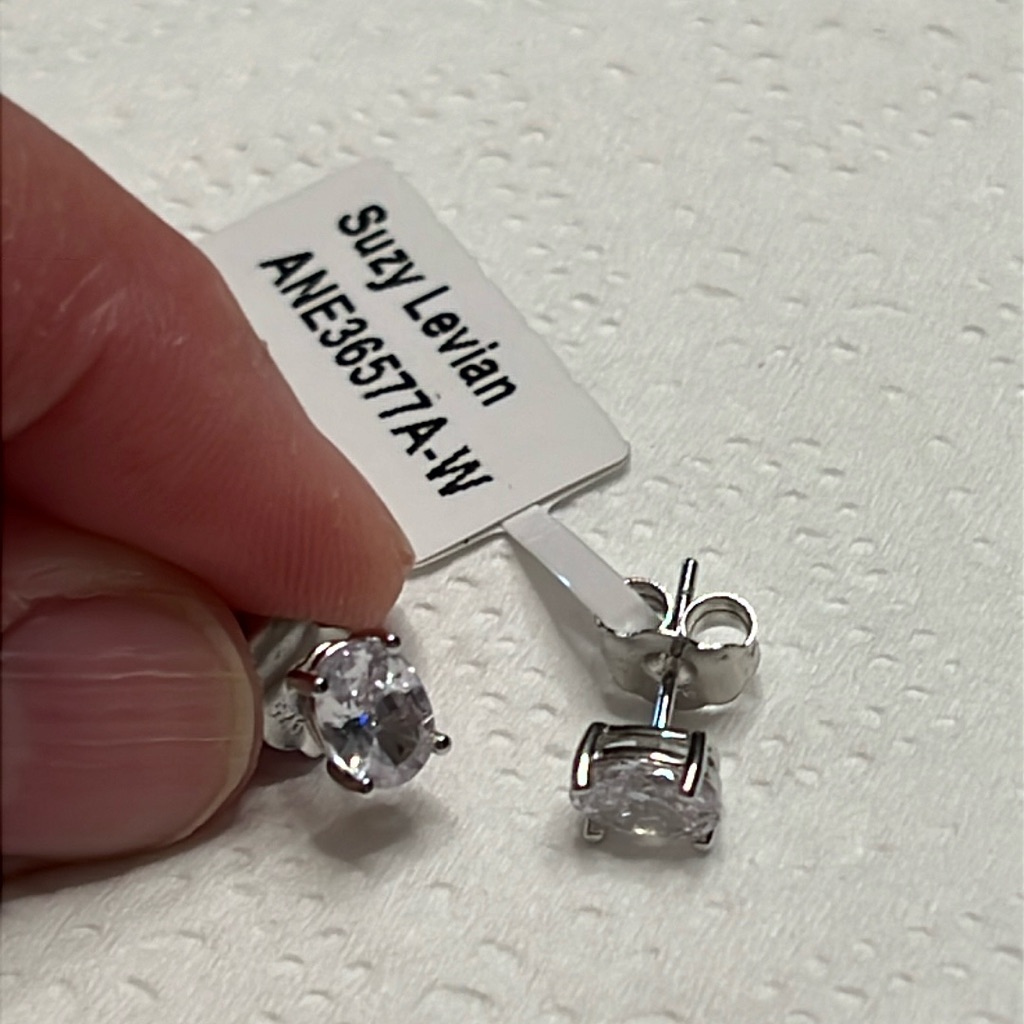 Suzy Levian Cz Sterling Silver Oval Earrings